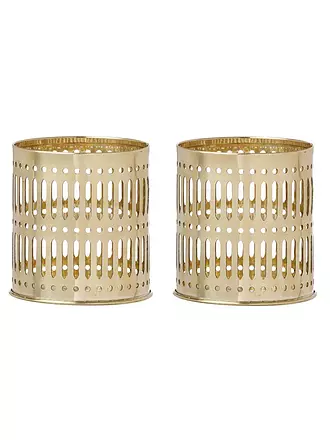 BUNGALOW | Teelicht 2-er Set METRO 8cm Gold | 